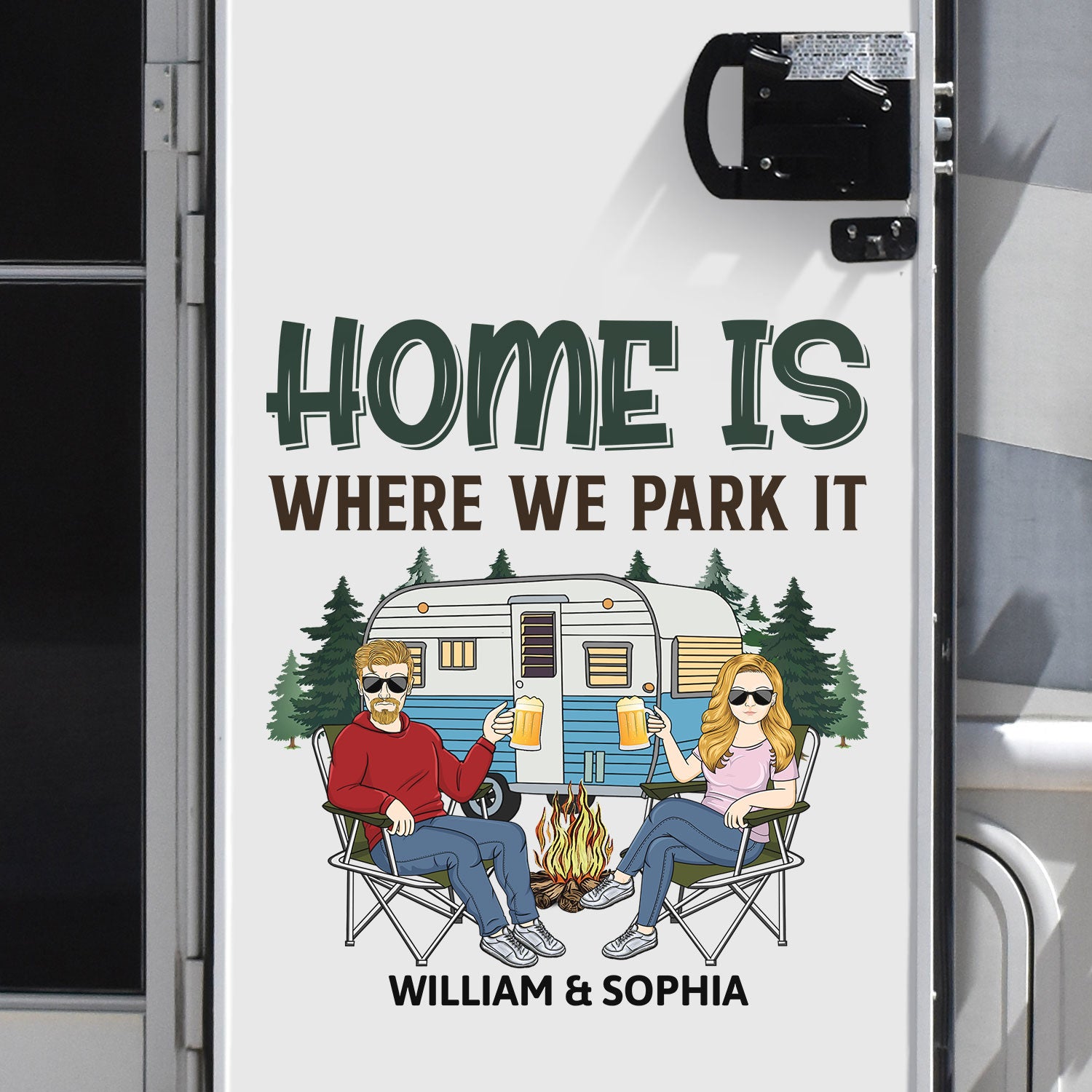 Home Is Where We Park It - Vacation, Traveling, Funny Gift For Couples, Camping Lovers - Personalized Camping Decal, Decor Decal