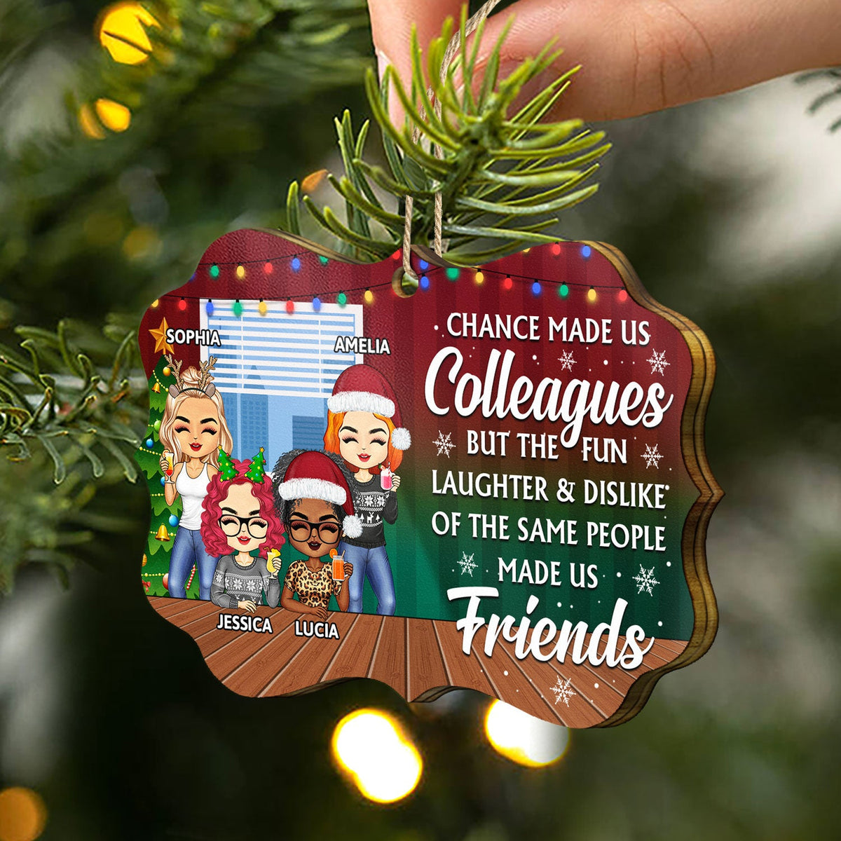 Tu es la raison pour laquelle je ne frappe pas les gens au travail Vert - Cadeaux de Noël pour collègues, collaborateurs, meilleurs amis - Ornement en bois médaillon personnalisé