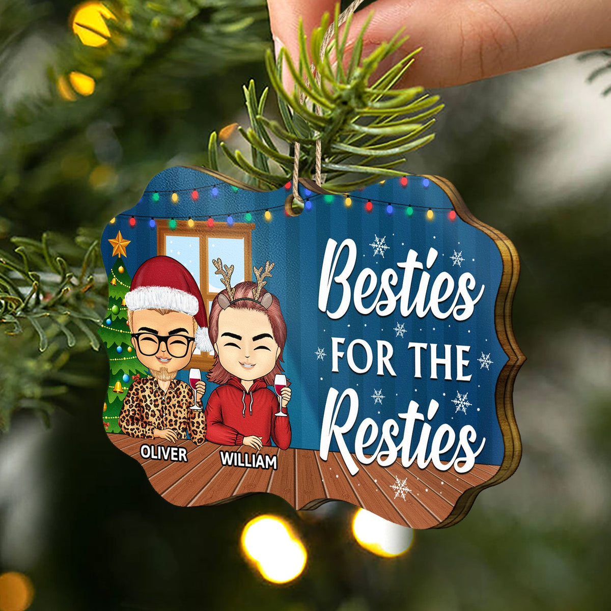 Here's To Another Year Of Bonding Over Alcohol - Christmas Gifts For Colleagues, Coworker, Besties - Personalized Medallion Wooden Ornament
