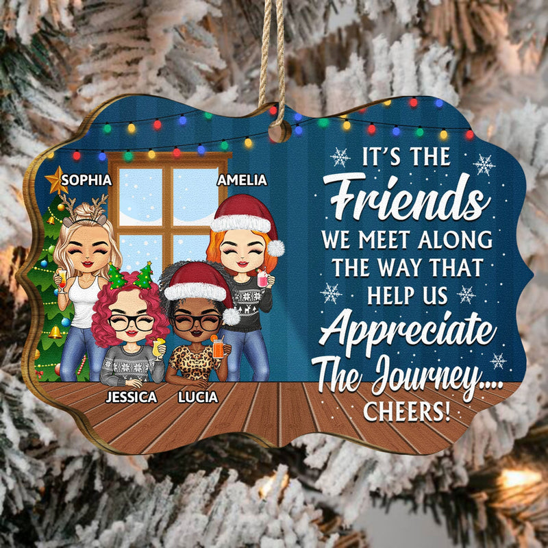 Here's To Another Year Of Bonding Over Alcohol - Christmas Gifts For Colleagues, Coworker, Besties - Personalized Medallion Wooden Ornament