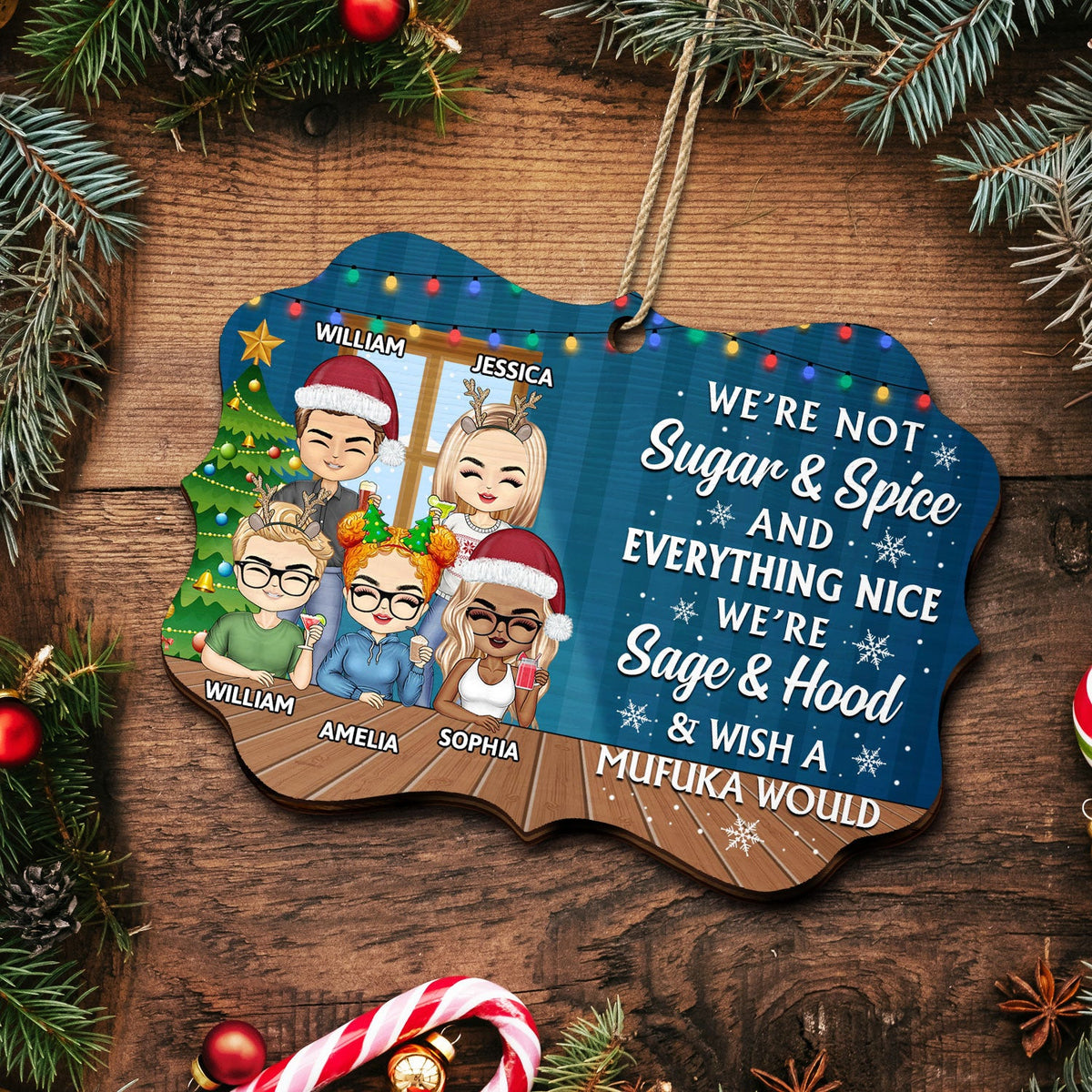 Here's To Another Year Of Bonding Over Alcohol - Christmas Gifts For Colleagues, Coworker, Besties - Personalized Medallion Wooden Ornament