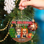 Congrats On Being My Husband Chibi - Christmas Gift For Couples, Family - Personalized Circle Acrylic Ornament