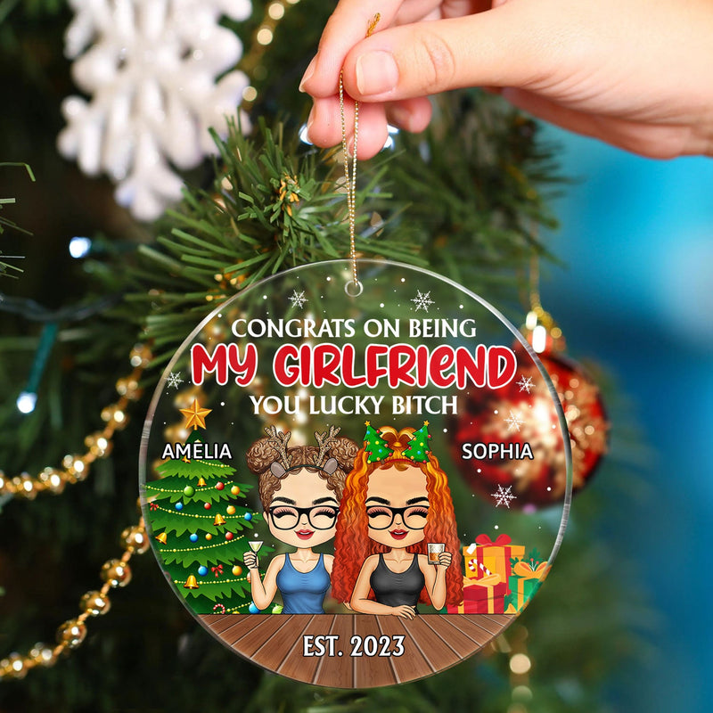 Congrats On Being My Husband Chibi - Christmas Gift For Couples, Family - Personalized Circle Acrylic Ornament
