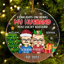Congrats On Being My Husband Chibi - Christmas Gift For Couples, Family - Personalized Circle Acrylic Ornament