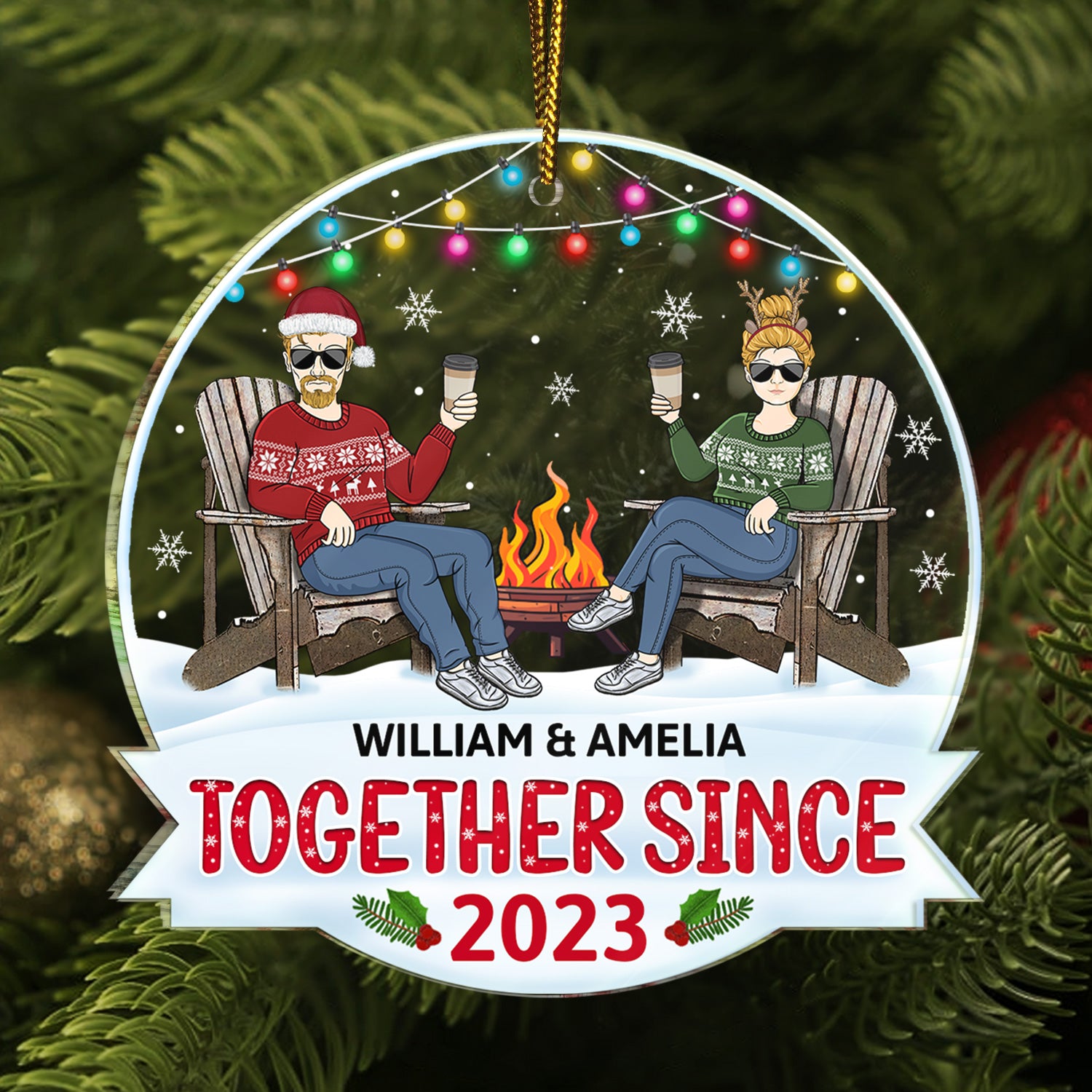 Together Since - Christmas Gifts For Couples, Husband, Wife - Personalized Custom Shaped Acrylic Ornament