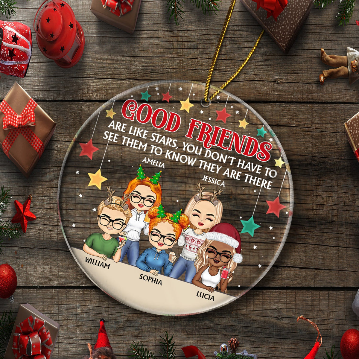 Good Friends Are Like Stars - Christmas Gifts For Besties, Best Friends - Personalized Circle Acrylic Ornament