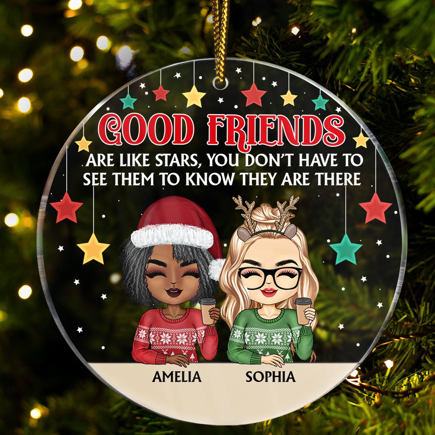Good Friends Are Like Stars - Christmas Gifts For Besties, Best Friends - Personalized Circle Acrylic Ornament