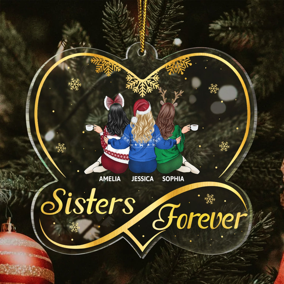 Besties Forever - Cadeaux de Noël pour meilleures amies et sœurs - Décoration acrylique personnalisée