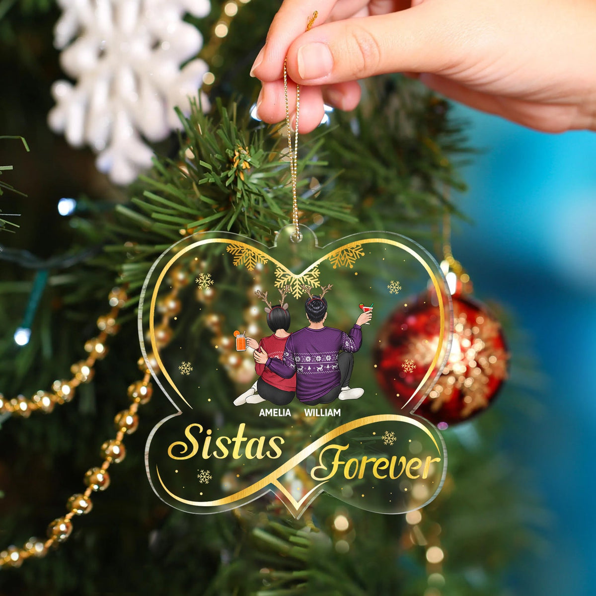 Besties Forever - Cadeaux de Noël pour meilleures amies et sœurs - Décoration acrylique personnalisée