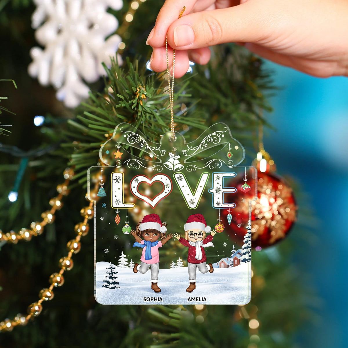 Love Grandkids - Christmas Gift For Parents, Grandparents, Family - Personalized Custom Shaped Acrylic Ornament