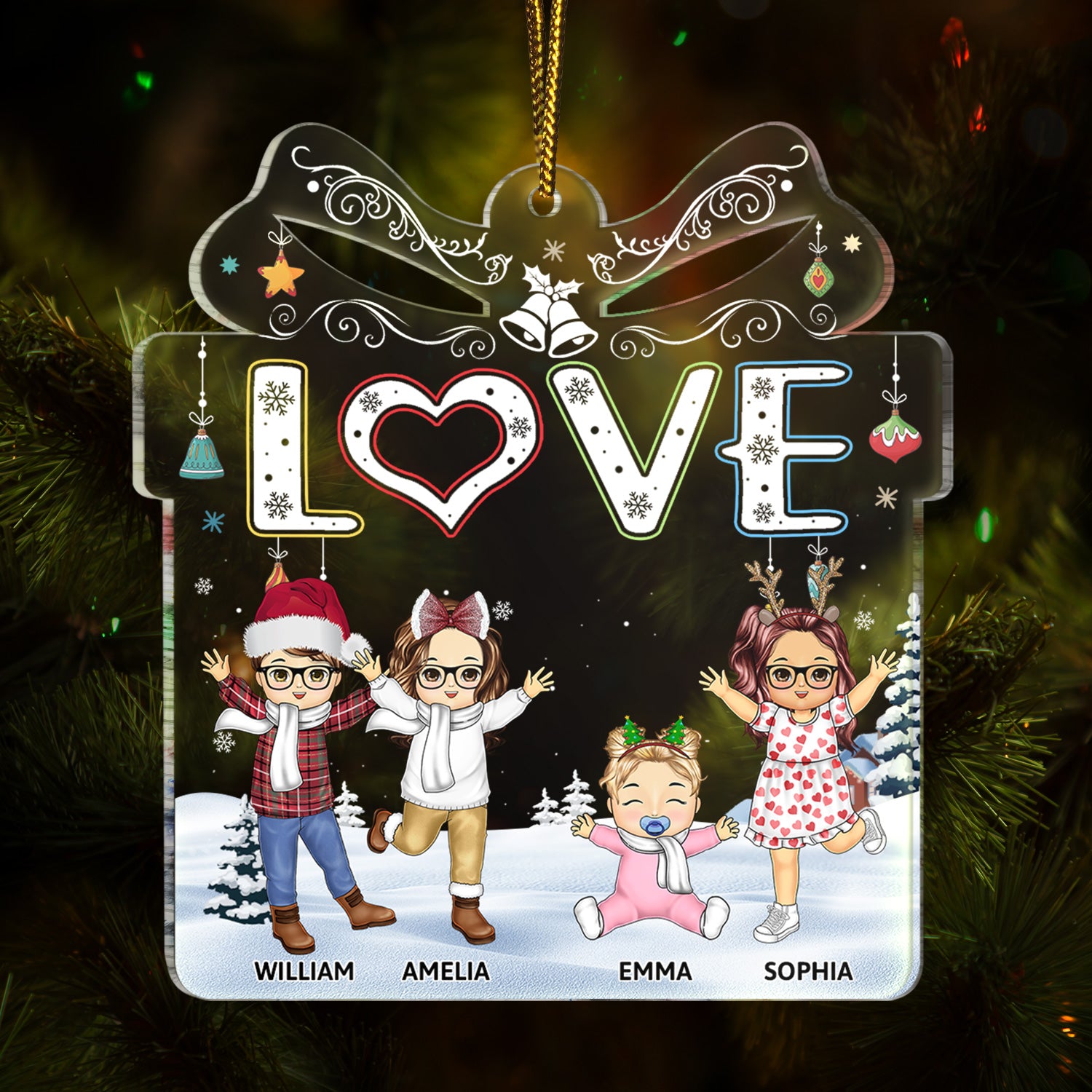 Love Grandkids - Christmas Gift For Parents, Grandparents, Family - Personalized Custom Shaped Acrylic Ornament