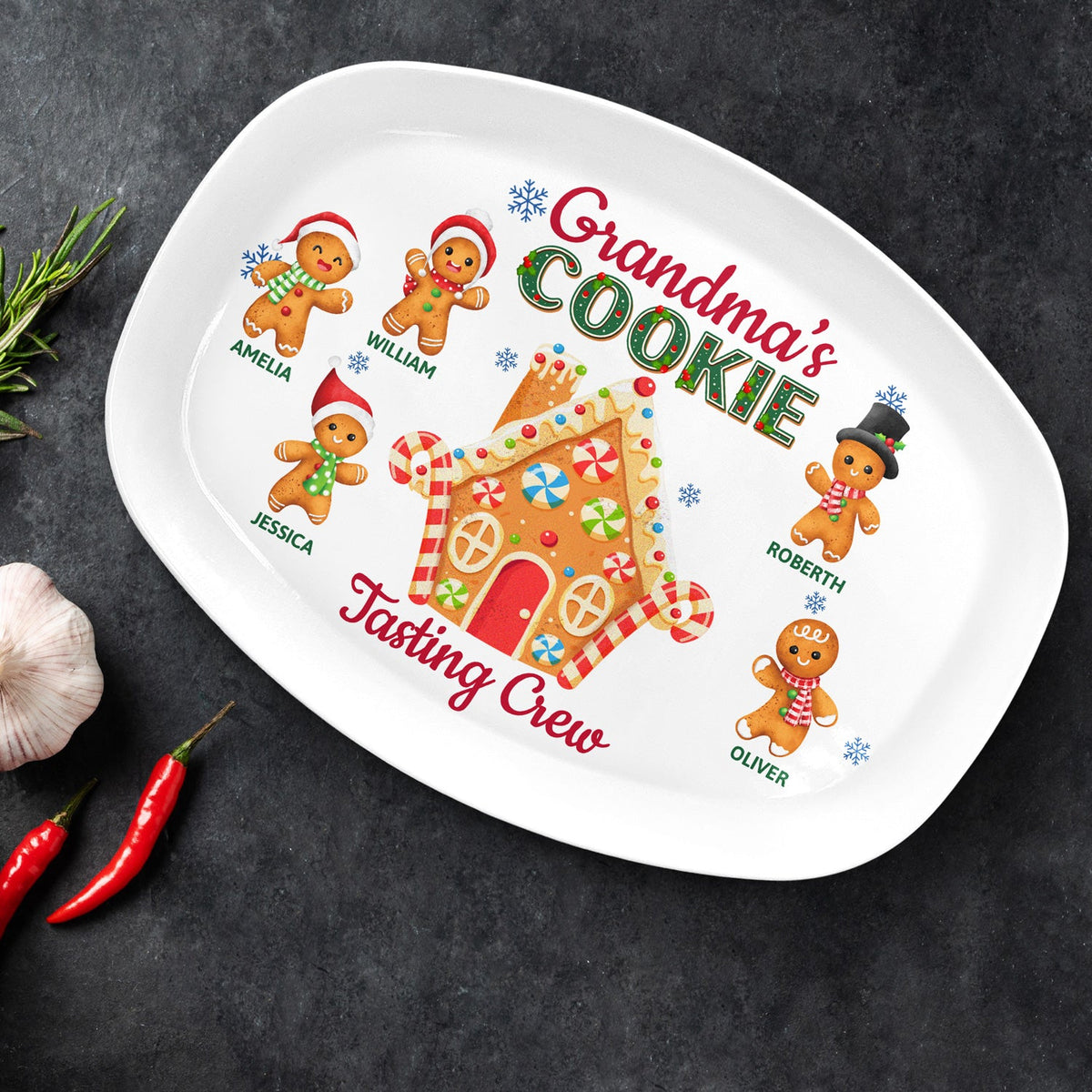 Grandma's Cookie Tasting Crew - Christmas, Loving Gift For Mom, Grandma, Grandparents, Family - Personalized Plate