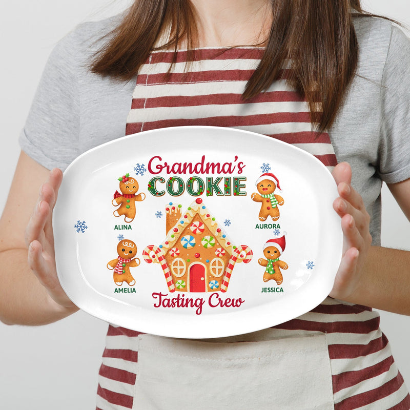 Grandma's Cookie Tasting Crew - Christmas, Loving Gift For Mom, Grandma, Grandparents, Family - Personalized Plate