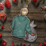 Animal de compagnie câlin - Cadeau de Noël pour les amoureux des chiens et des chats - Décoration acrylique découpée personnalisée