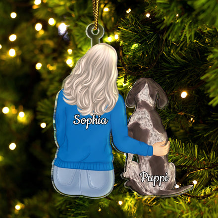 Animal de compagnie câlin - Cadeau de Noël pour les amoureux des chiens et des chats - Décoration acrylique découpée personnalisée