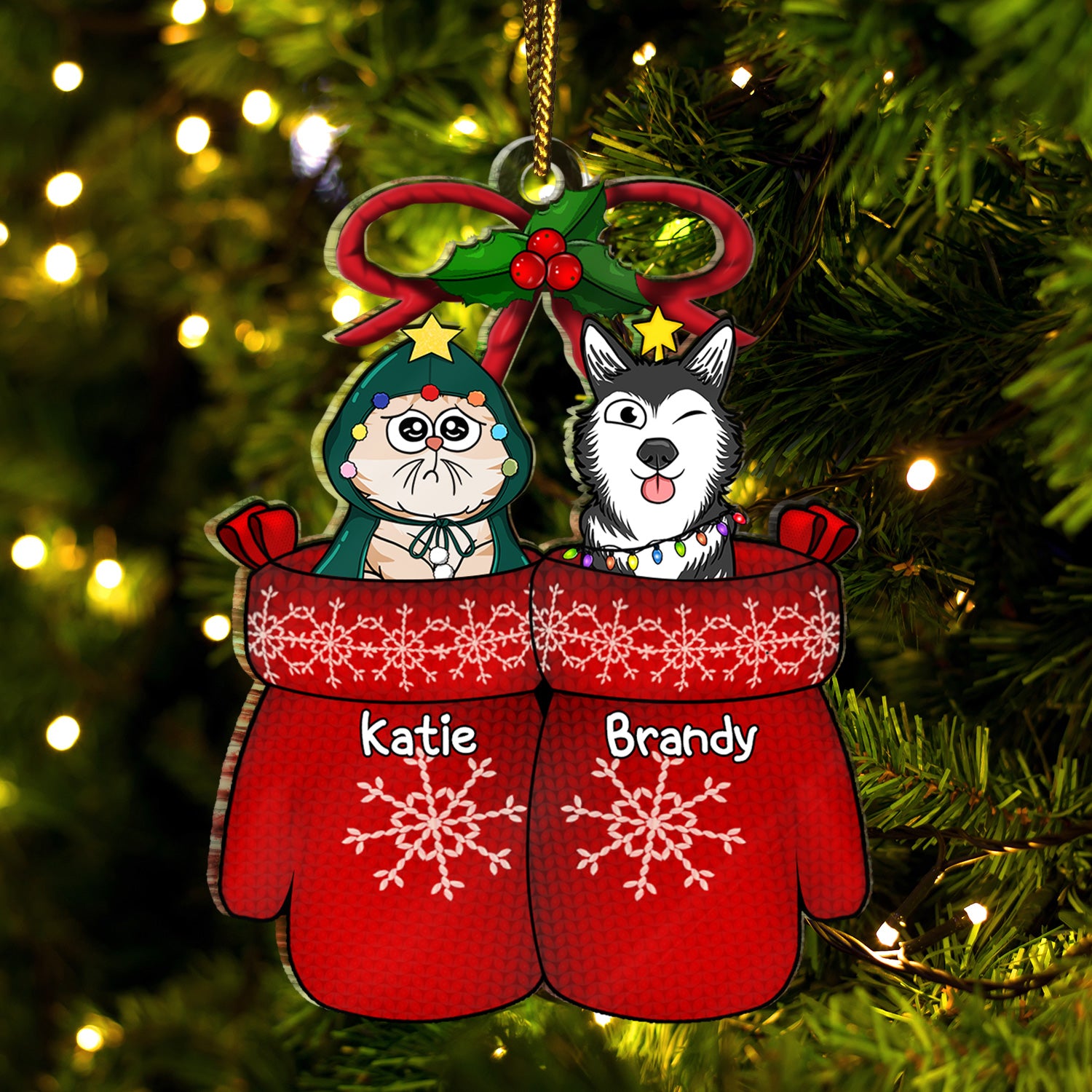 Wool Gloves - Christmas Gift For Dog Lovers, Cat Lovers - Personalized Cutout Acrylic Ornament