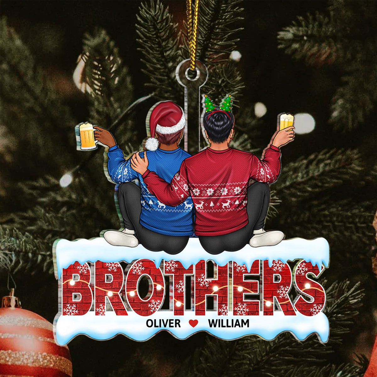 Sistas - Anniversary, Christmas Gift For Sisters, Besties, Siblings, Family - Personalized Cutout Acrylic Ornament