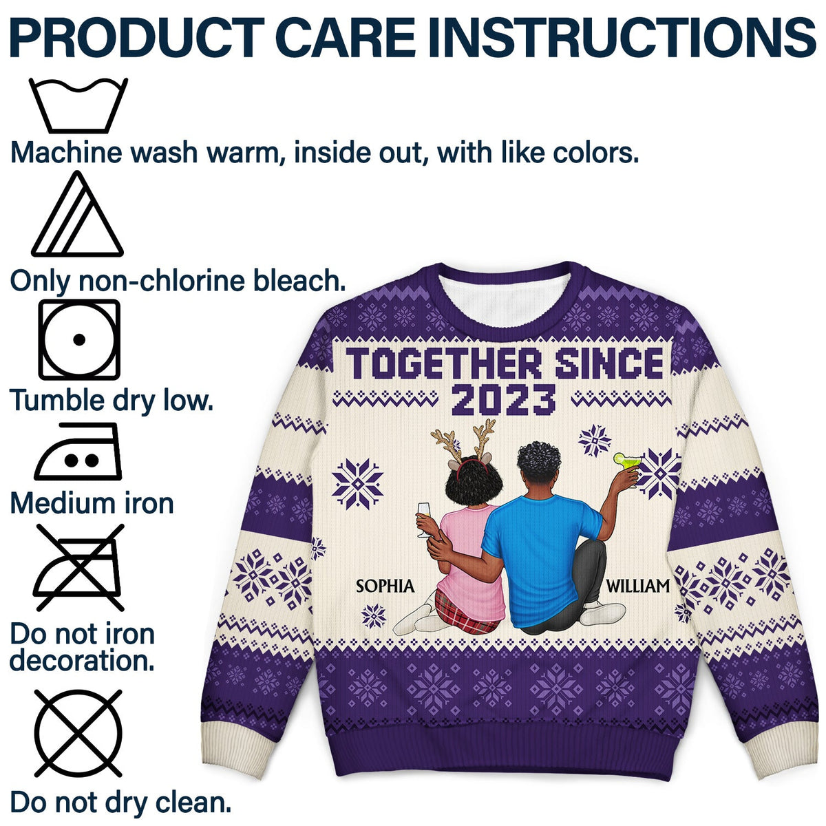 Ensemble depuis - Cadeau de Noël pour couples, mari, femme - Pull moche unisexe personnalisé