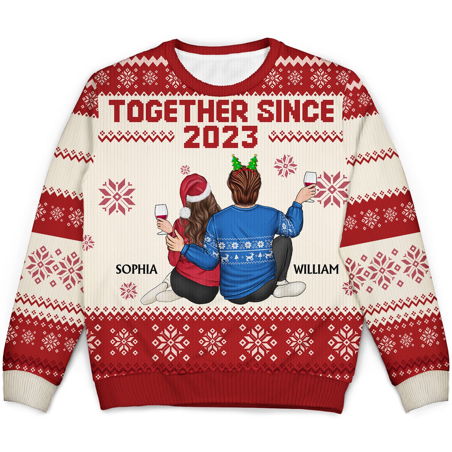 Together Since - Christmas Gift For Couples, Husband, Wife - Personalized Unisex Ugly Sweater