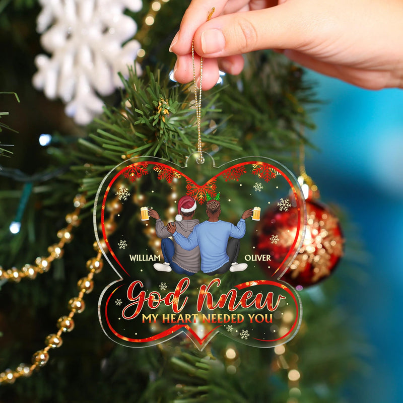 God Knew My Heart Needed You - Christmas Gift For Couples, Husband, Wife - Personalized Custom Shaped Acrylic Ornament