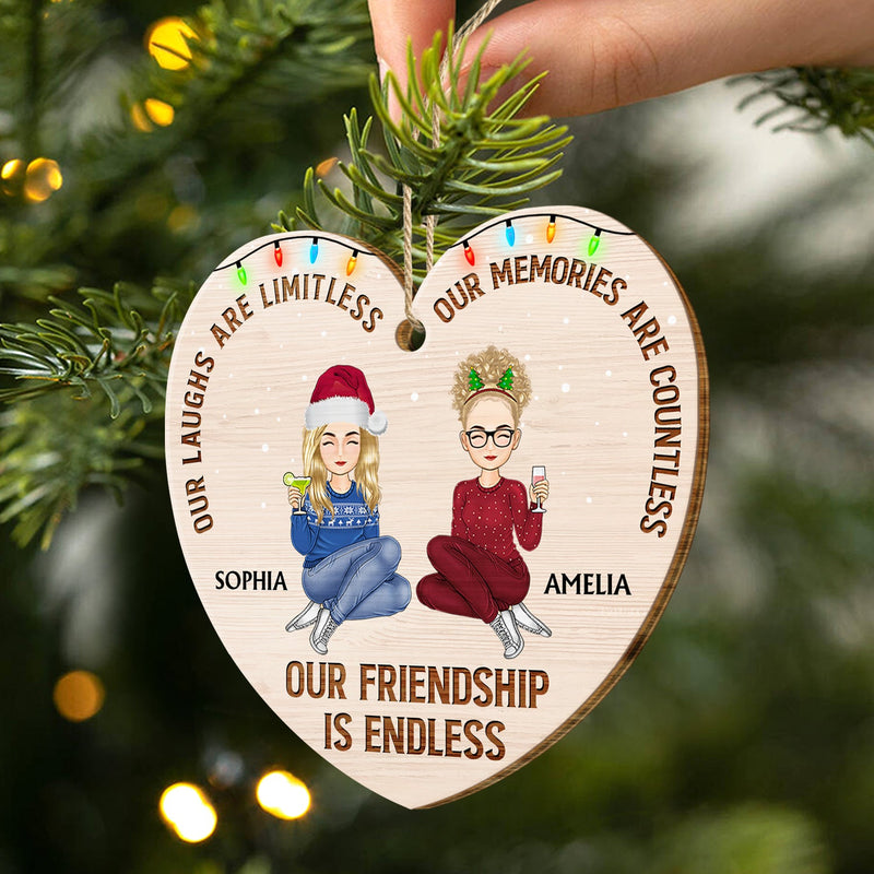Our Friendship Is Endless - Christmas Gifts For Besties, Best Friends - Personalized Custom Shaped Wooden Ornament