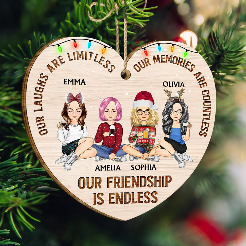Our Friendship Is Endless - Christmas Gifts For Besties, Best Friends - Personalized Custom Shaped Wooden Ornament