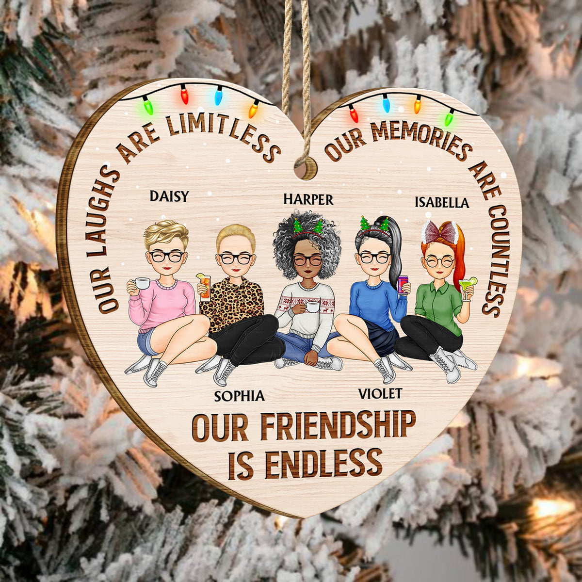 Our Friendship Is Endless - Christmas Gifts For Besties, Best Friends - Personalized Custom Shaped Wooden Ornament