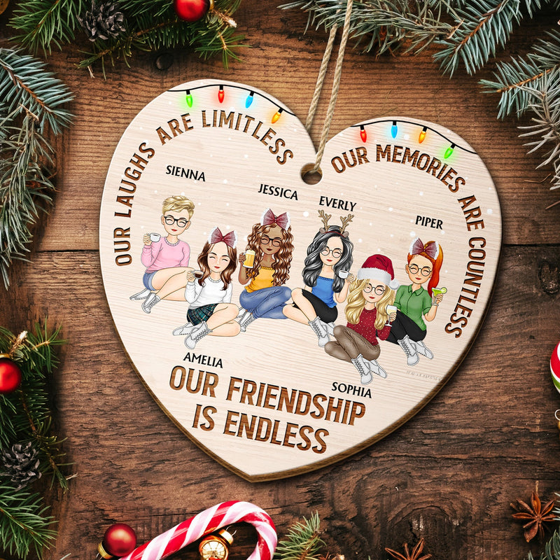 Our Friendship Is Endless - Christmas Gifts For Besties, Best Friends - Personalized Custom Shaped Wooden Ornament