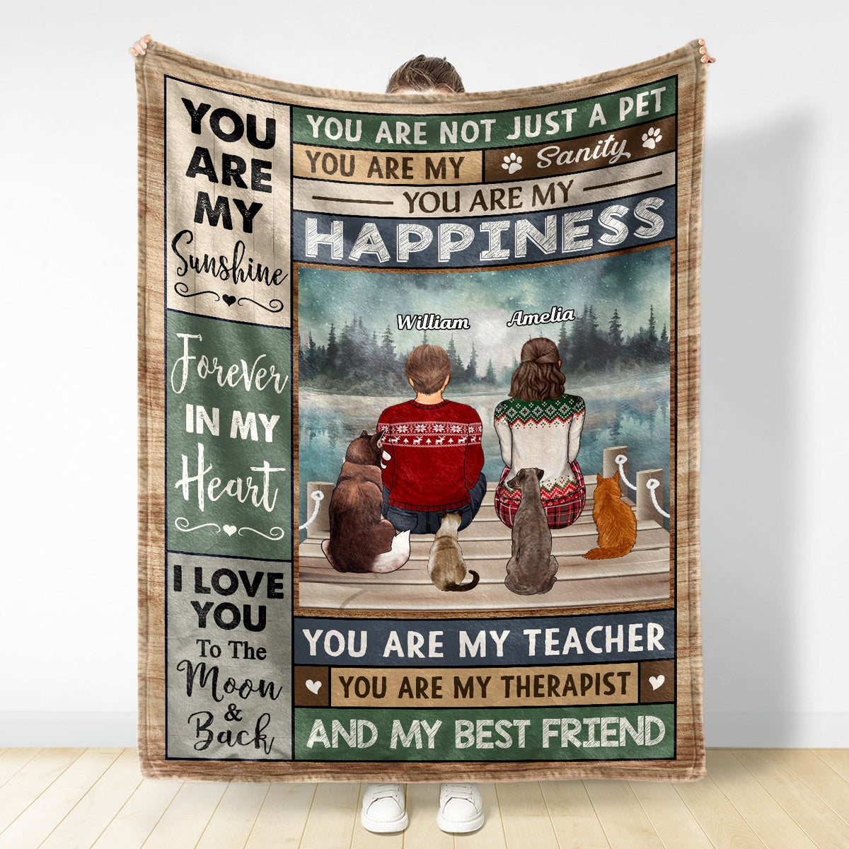 You Are My Sanity Happiness - Gift For Dog Lovers, Cat Lovers, Pet Owners - Personalized Fleece Blanket