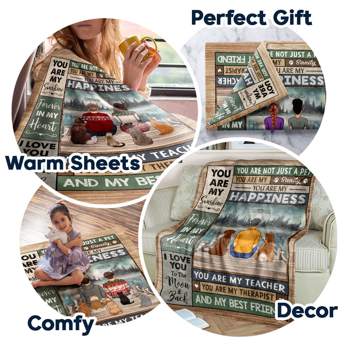 You Are My Sanity Happiness - Gift For Dog Lovers, Cat Lovers, Pet Owners - Personalized Fleece Blanket