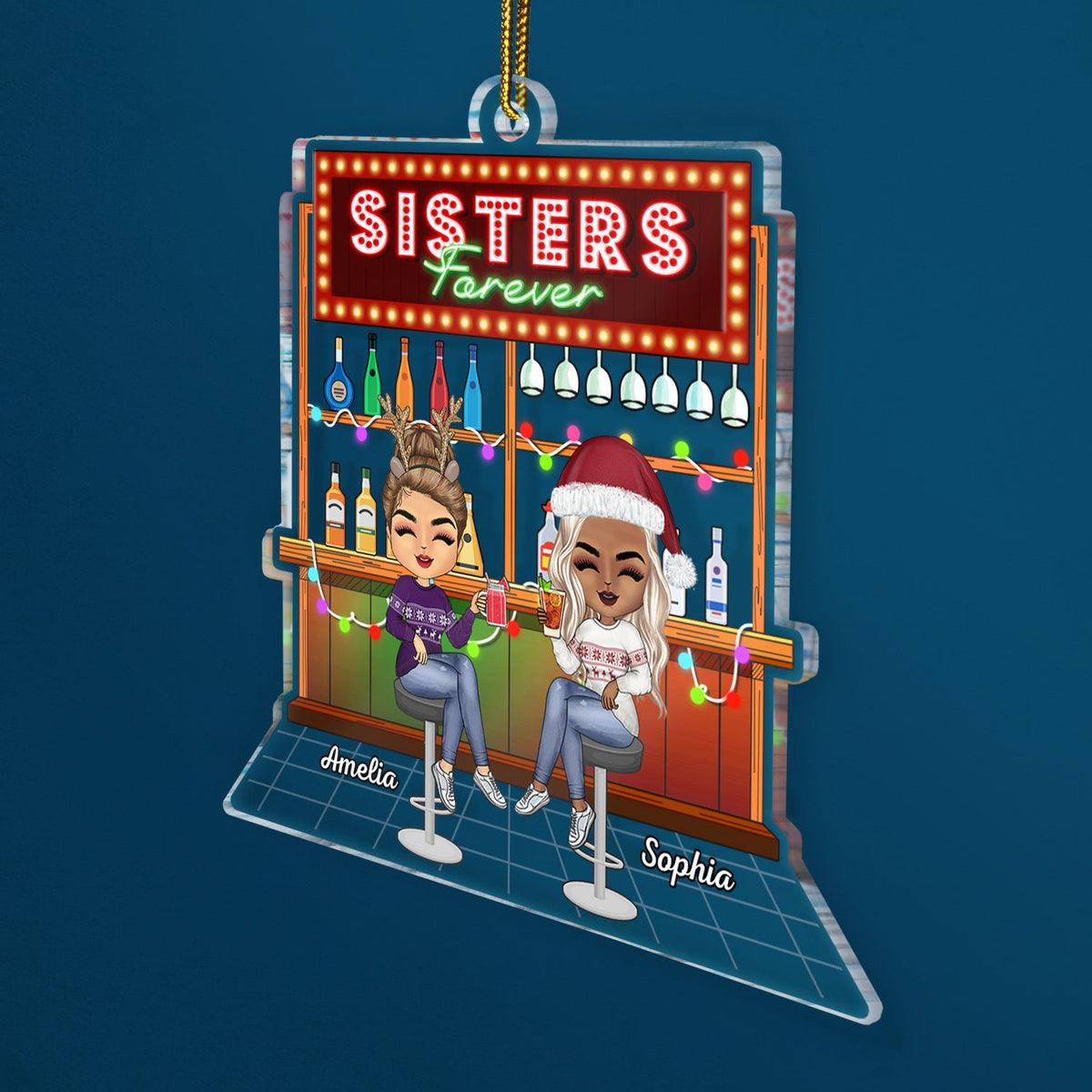 Fête des partenaires de crime Chibi - Cadeaux de Noël pour les meilleurs amis - Décoration en acrylique découpée personnalisée