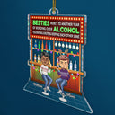 Voici une autre année de liens autour d'une fête alcoolisée Chibi - Cadeaux de Noël pour les meilleurs amis, les amis - Ornement acrylique découpé personnalisé