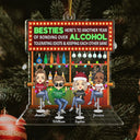 Voici une autre année de liens autour d'une fête alcoolisée Chibi - Cadeaux de Noël pour les meilleurs amis, les amis - Ornement acrylique découpé personnalisé