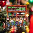 Voici une autre année de liens autour d'une fête alcoolisée Chibi - Cadeaux de Noël pour les meilleurs amis, les amis - Ornement acrylique découpé personnalisé