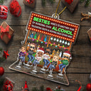 Voici une autre année de liens autour d'une fête alcoolisée Chibi - Cadeaux de Noël pour les meilleurs amis, les amis - Ornement acrylique découpé personnalisé