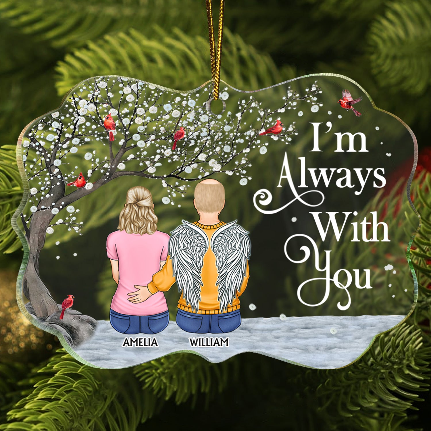 I'm Always With You - Christmas, Memorial Gift For Family, Friends - Personalized Medallion Acrylic Ornament