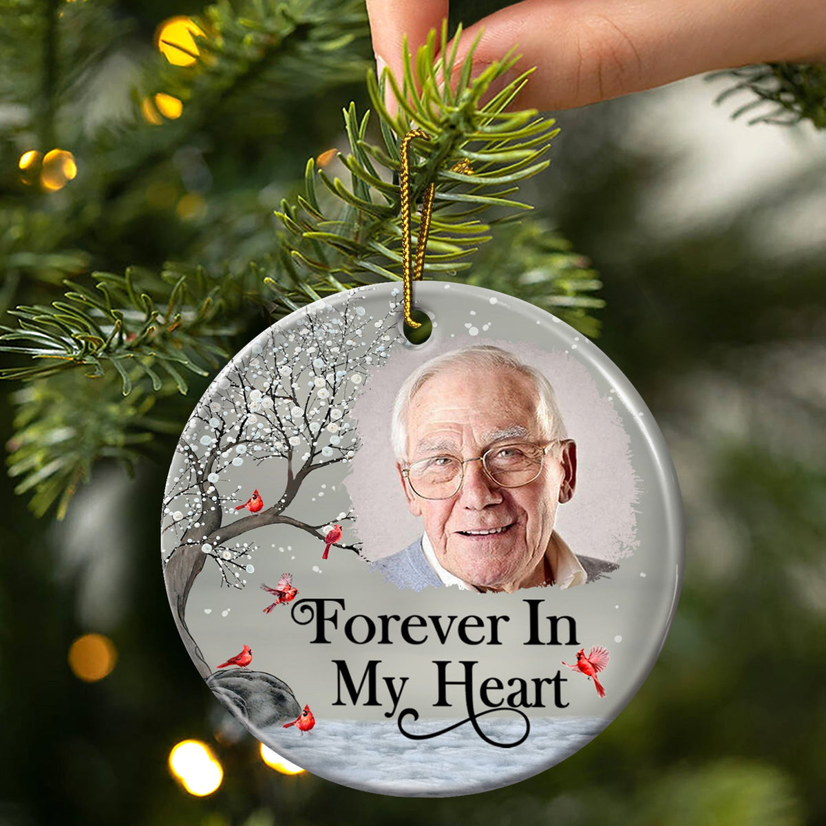 Custom Photo I'm Always With You - Christmas, Memorial Gift For Family, Friends - Personalized Circle Ceramic Ornament