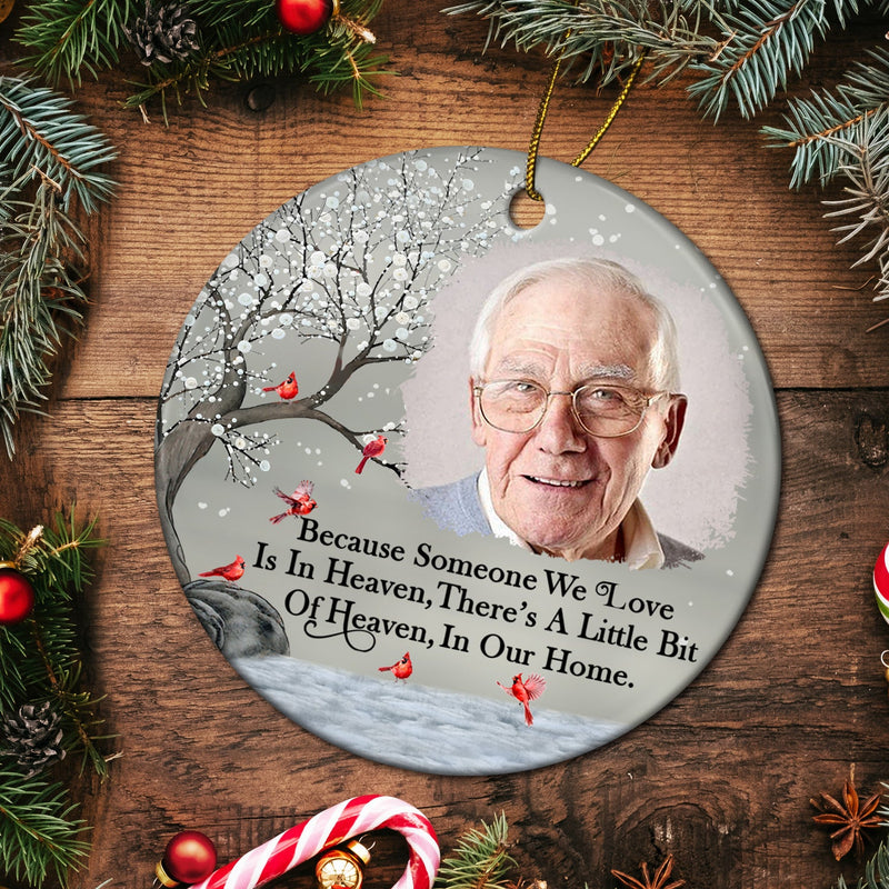 Custom Photo I'm Always With You - Christmas, Memorial Gift For Family, Friends - Personalized Circle Ceramic Ornament