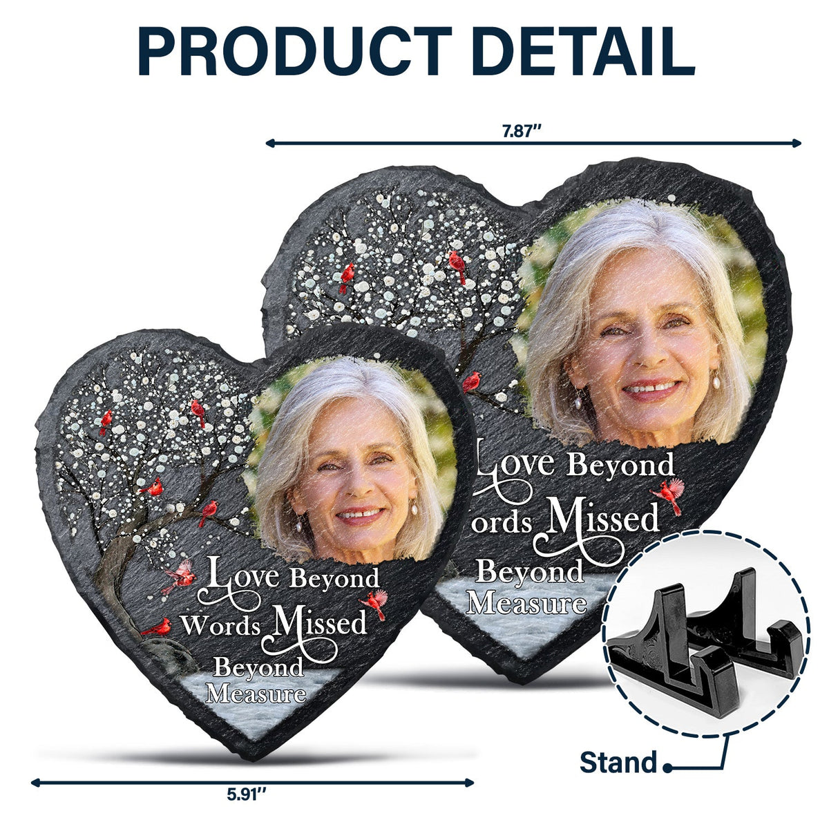 Custom Photo Not A Day Goes By - Memorial Gift For Family, Friends, Dog Lovers, Cat Lovers - Personalized Heart Memorial Garden Stone