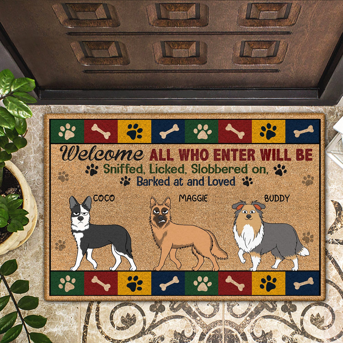 Welcome All Who Enter Will Be Sniffed - Gift For Dog Lovers - Personalized Doormat