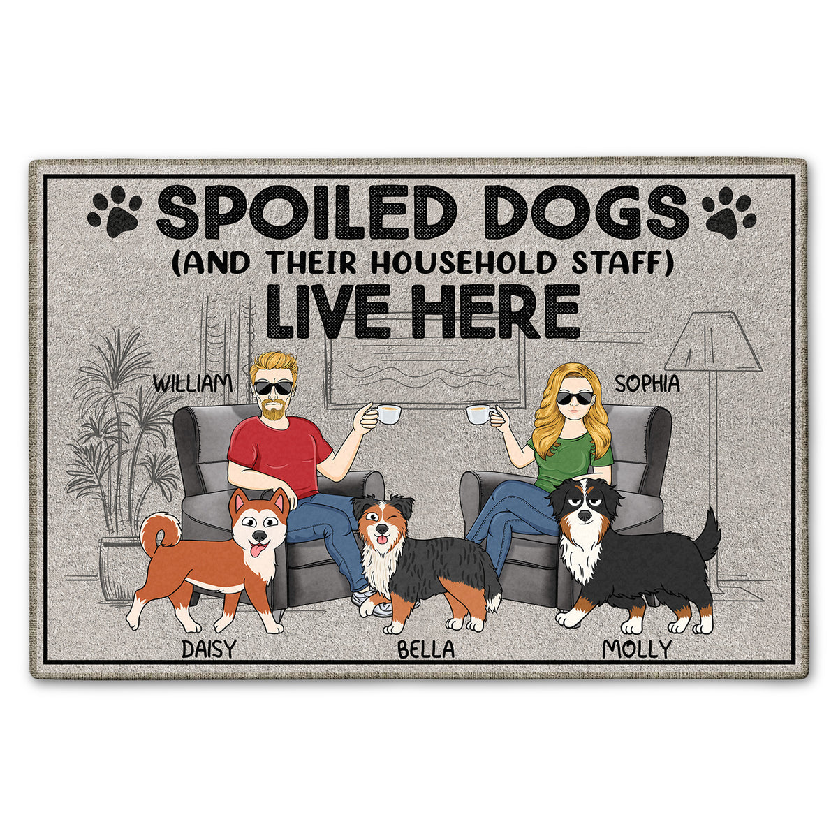 Golden Retriever Spoiled Dog Lives Here Door Mat 