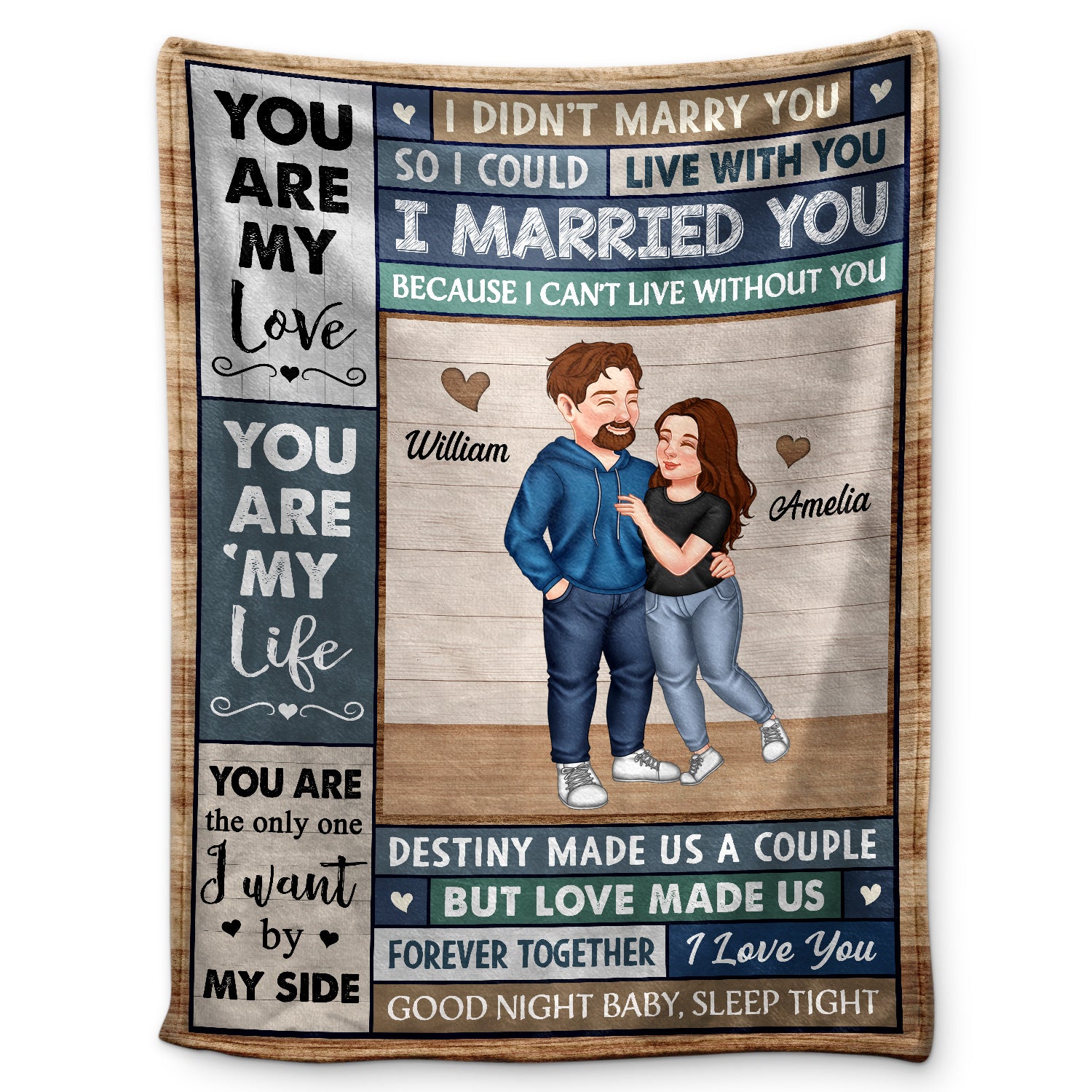 I Married You Because I Can't Live Without You Arm In Arm - Loving, Anniversary Gift For Couples, Husband, Wife - Personalized Fleece Blanket