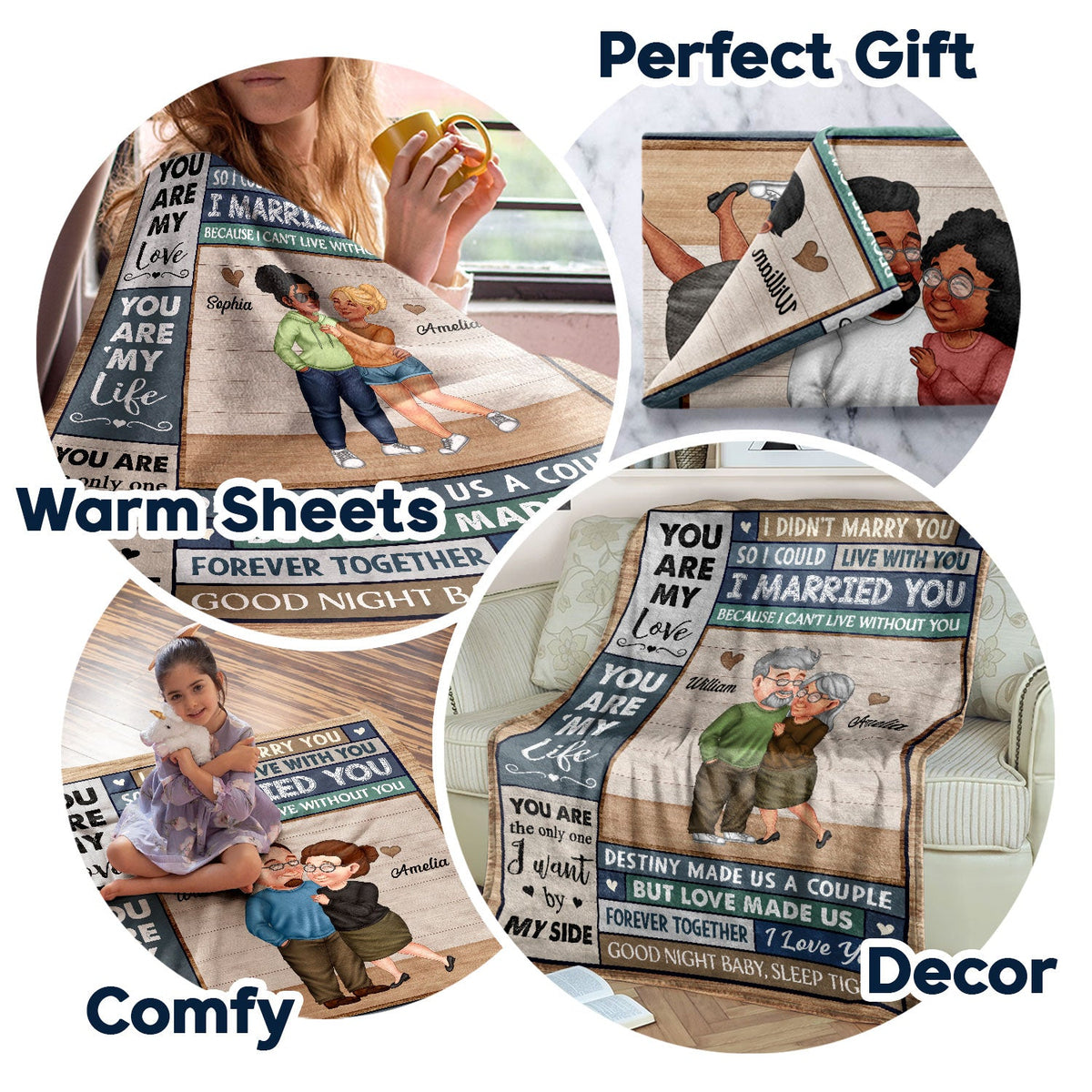 I Married You Because I Can't Live Without You Arm In Arm - Loving, Anniversary Gift For Couples, Husband, Wife - Personalized Fleece Blanket