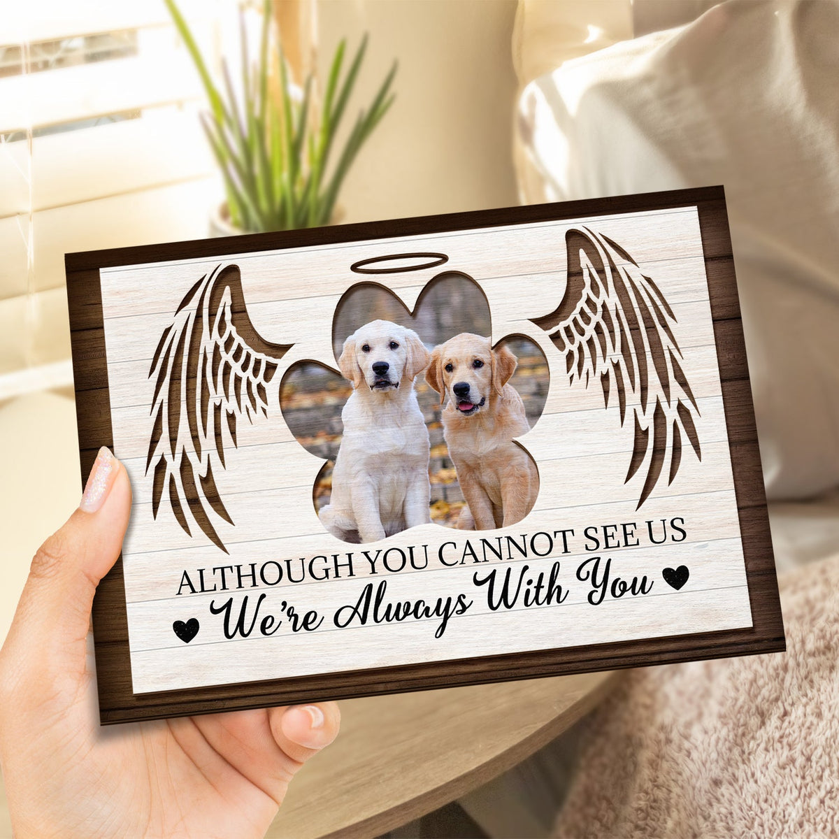 Custom Photo If Love Alone Could Have Kept You Here - Memorial Gift For Family, Cat Lovers, Dog Lovers - Personalized 2-Layered Wooden Plaque With Stand
