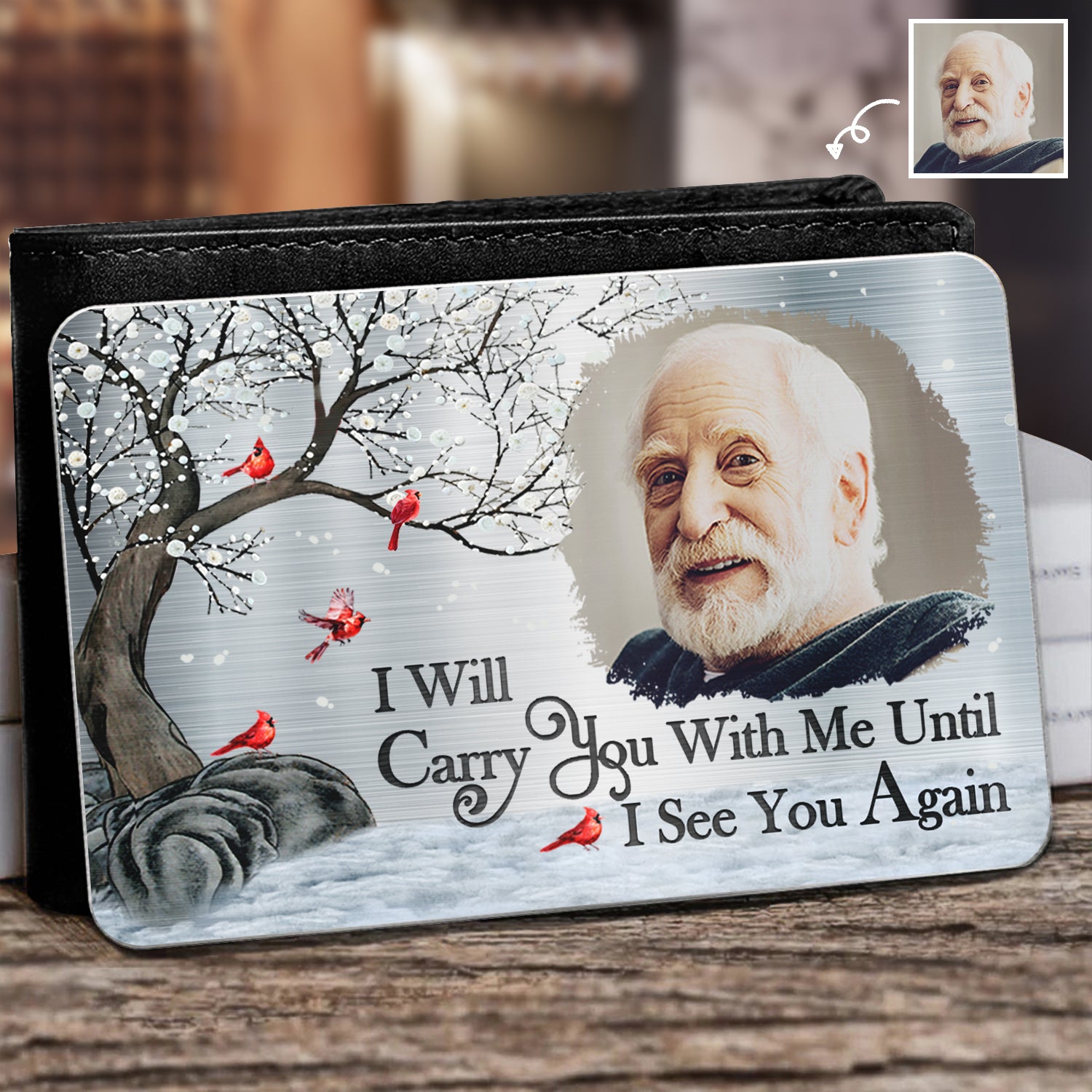 Custom Photo I'll Carry You - Memorial Gift For Family, Siblings, Friends, Dog Lovers, Cat Lovers - Personalized Aluminum Wallet Card