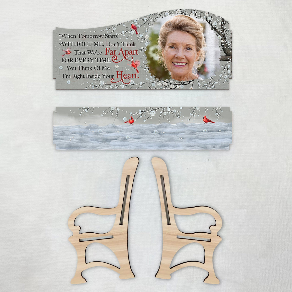 Photo personnalisée « Quand demain commence sans moi » – Cadeau commémoratif pour la famille, les amoureux des chats et des chiens – Banc commémoratif personnalisé
