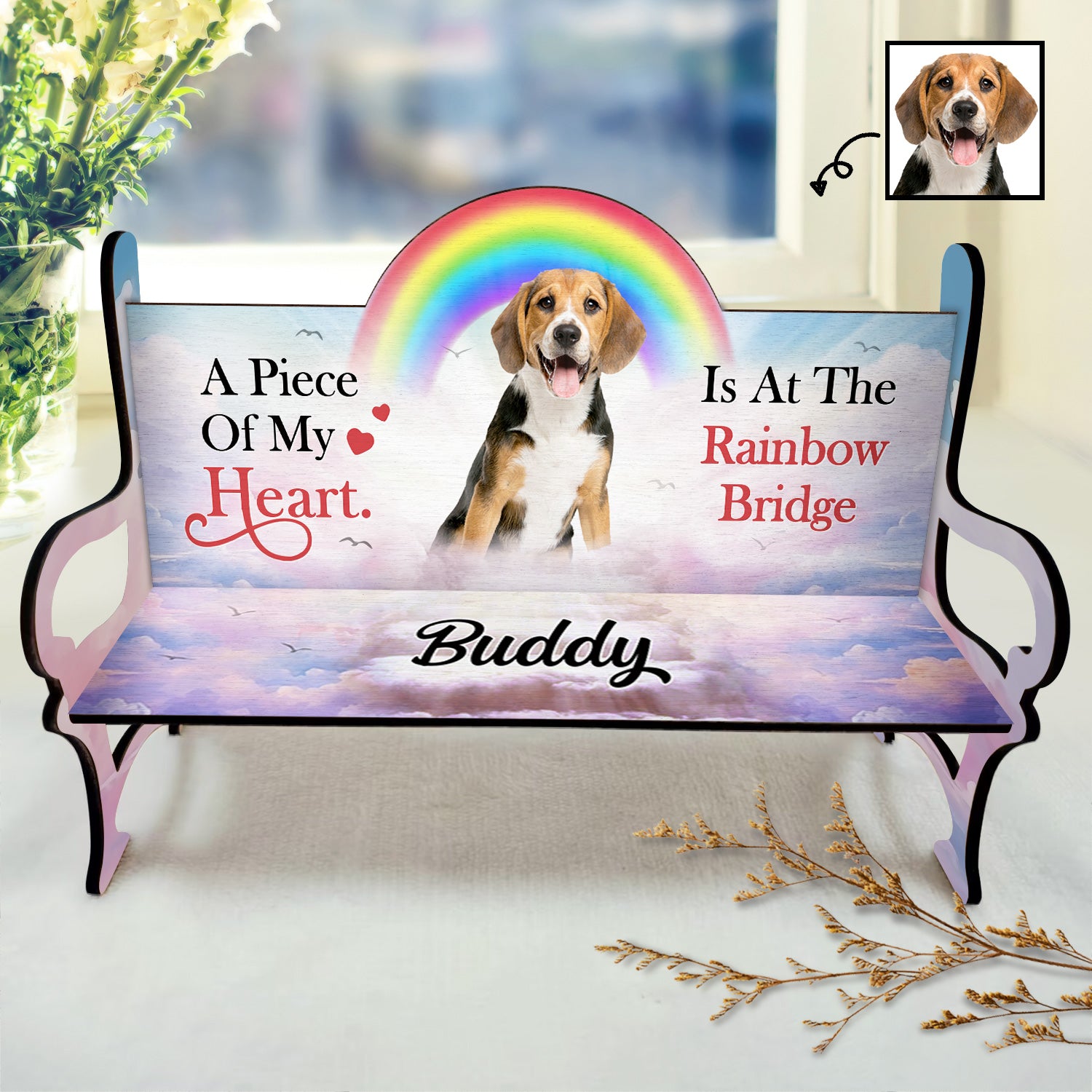 Custom Photo A Piece Of My Heart - Memorial Gift For Cat Lovers, Dog Lovers - Personalized Memorial Bench