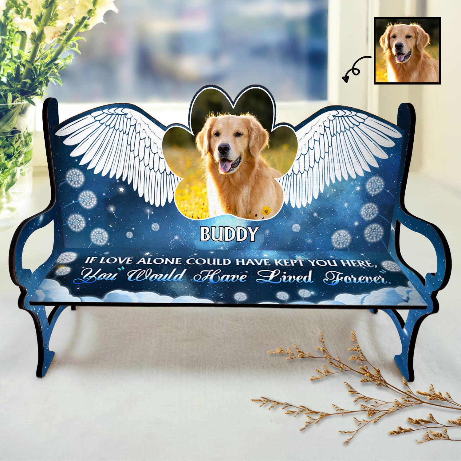 Custom Photo If Love Alone Could Have Kept You Here - Memorial Gift For Cat Lovers, Dog Lovers - Personalized Memorial Bench