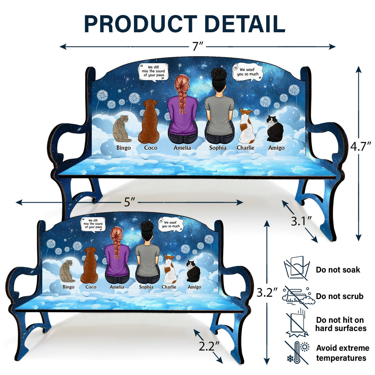 Tu me manques - Cadeau commémoratif pour les amoureux des chats et des chiens - Banc commémoratif personnalisé