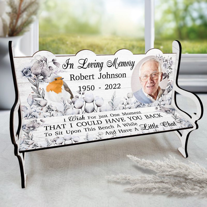 Photo personnalisée « Je souhaite juste un instant » - Cadeau commémoratif pour la famille, les amis, les amoureux des chats, les amoureux des chiens - Banc commémoratif personnalisé